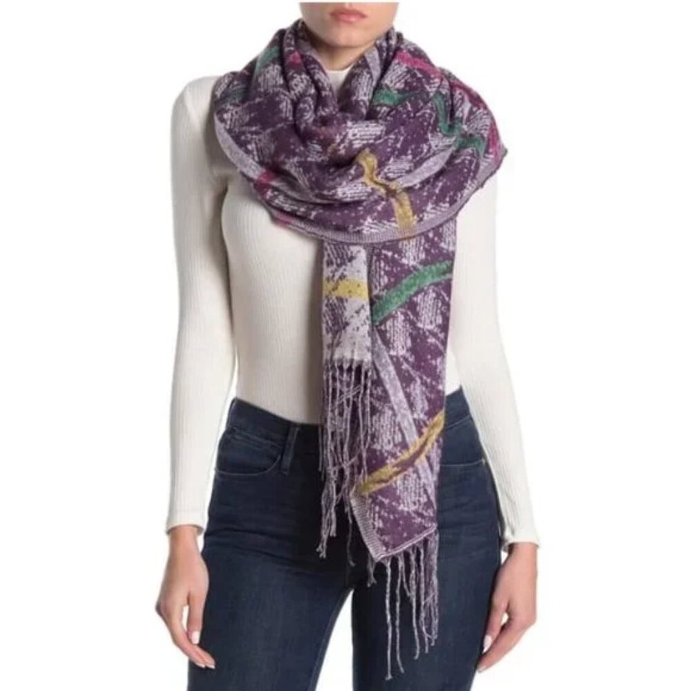 Free Press Herringbone Plaid Blanket Scarf